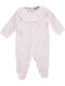 Babygrow rosa de menina com gola plissada