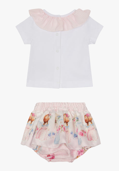 Conjunto de menina Rosa com t-shirt e cueca com folho