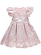 Vestido rosa em jacquard com detalhes de organza