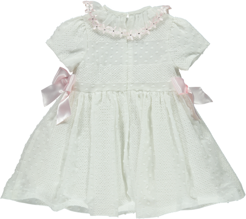 White dress with smock and bows