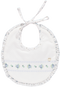 White and blue bib with floral embroidery