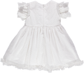 White party dress with lace and pink bows