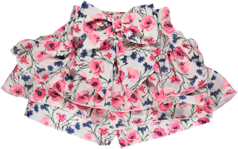 Pink shorts skirt with floral pattern
