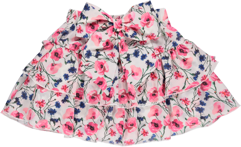 Pink shorts skirt with floral pattern