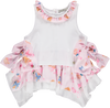 White and pink top with cupcake pattern ruffles