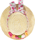 Straw hat with colorful flowers