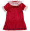 Vestido de veludo vermelho com gola rendada