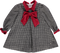 Vestido Pied de Poule preto e vermelho com laço