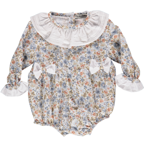 Baby bodysuit in floral print with frill collar