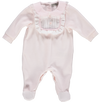 Babygrow em algodão rosa com folhos