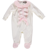 Babygrow in white cotton with ruffles and bow