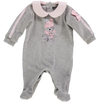 Gray cotton babygrow with teddy print