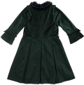 Green velvet dress with navy work collar
