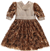 Brown party dress with gold bow on the back