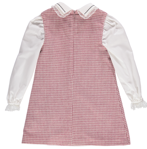 Vestido xadrez Pied-de-poule rosa