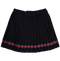 Navy blue pleated skirt with buttons
