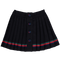 Navy blue pleated skirt with buttons