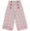 Calças rosa com estampado xadrez