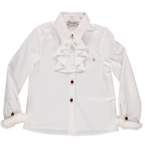 Blusa branco com folhos