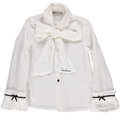 White blouse with bow and black velvet ribbon