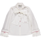 Blusa branca com laço e fita em veludo rosa