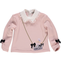 Pink knit sweater with print