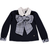 Camisola em malha rosa com laço xadez