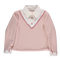 Pink knitted sweater with shirt-style collar