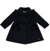 Navy blue coat with pockets and ruffles