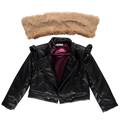 Black nappa coat with fur