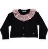 Black cardigan coat with pink lace collar