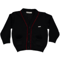 Black cardigan coat with red thread
