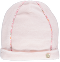 Pink baby hat with floral ribbon