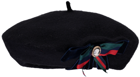 Navy blue beret with bow