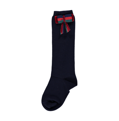 Navy blue socks with bow
