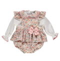 Girl's set with pink floral print and bow