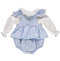 Girl's set with blue floral print and bow