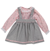 Pink blouse and gray farm skirt set