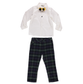 Set of shirt with papillon and trousers in green tartan check