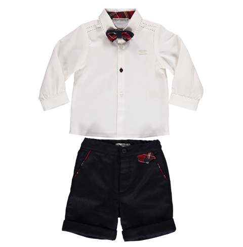 Set of shirt with papillon and navy farm shorts