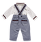 Set of embroidered shirt and trousers with blue straps