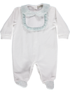 Babygrow for girl white with green frill
