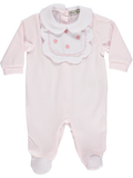 Girl's pink babygrow with collar and flower details