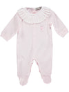 Girl's pink babygrow with pleated collar