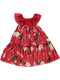 Red dress with floral pattern and collar