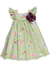 Green Dress With Ruched Fabric With Ice Cream Pattern