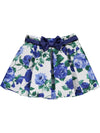 Blue skirt with floral pattern and blue belt