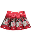 Red floral skirt with male pleats
