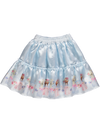 Blue skirt with doll pattern