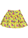 Yellow skirt with floral pattern and ruffles